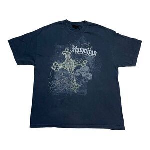 Quiksilver Hawaiian Performance Surfwear Graphic Tee XL Cross Black Vintage